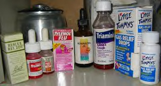 cough syrup and supplies